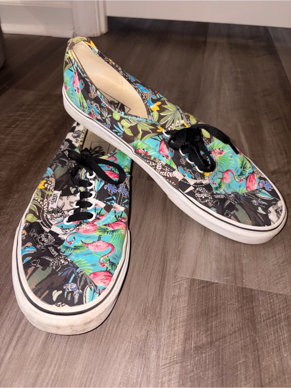 Vans Floral Low-Top Sneakers - Black with Pink & Teal Accents